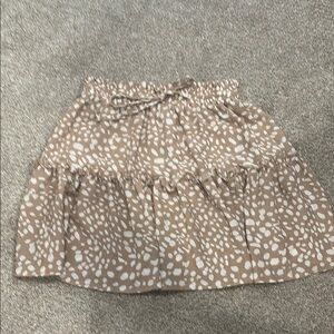 Cream and Brown Tiered Mini Skirt for Night Out